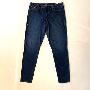 True Religion Halle Flap Pocket Skinny Jeans Women Sz 32 34x29 Dark Wash Stretch